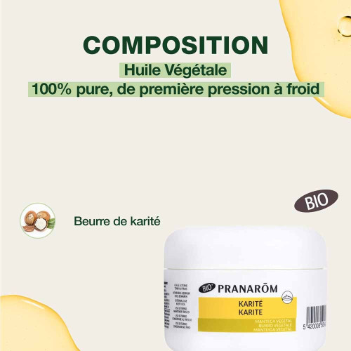 PRANAROM Beurre de Karité Bio 100ml - Hydratation Peau et Cheveux