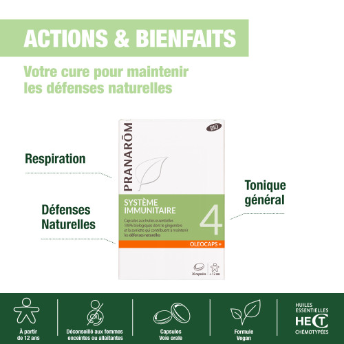 PRANAROM Oléocaps+ 4 Bio 30 Capsules - Soutien Immunitaire Naturel