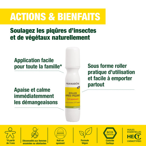 PRANAROM Aromapic Roller 15ml - Apaisant Bio après piqûres