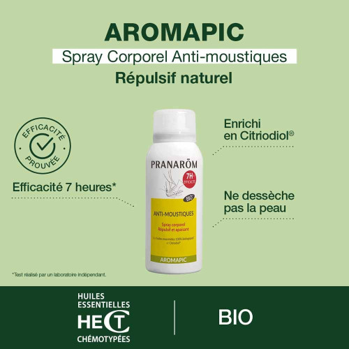PRANAROM Aromapic Spray Anti-Moustiques Bio 75ml - Protection 7h
