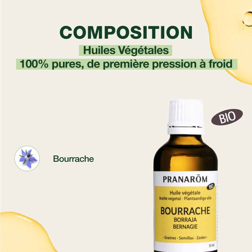 PRANAROM Huile Bourrache Bio 50ml - Beauté naturelle pour peaux sèches