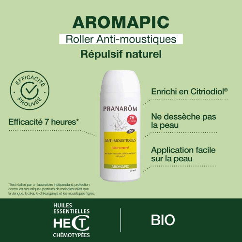 Pranarom Aromapic Roller 75ml - Protection 7h Anti-Moustique