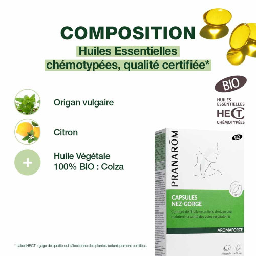 PRANAROM Aromaforce 30 Capsules - Santé Voies Respiratoires Bio