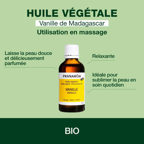 Pranarom Huile Vanille Bio 50ml - Riche en Vanilline, Naturel