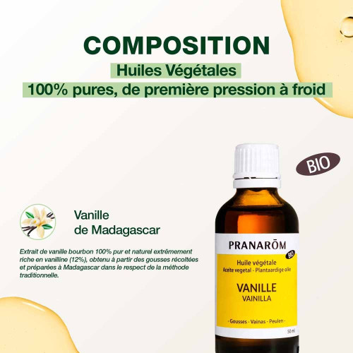Pranarom Huile Vanille Bio 50ml - Riche en Vanilline, Naturel