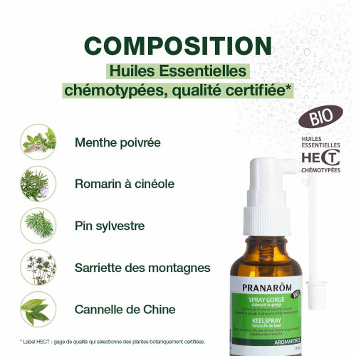 PRANAROM Aromaforce Spray Gorge 15ml - Apaise et Rafraîchit