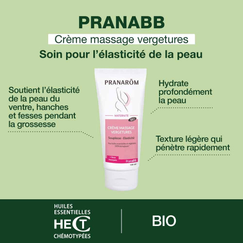 PRANAROM PranaBB Crème Massage 100mL - Prévention Vergetures Grossesse