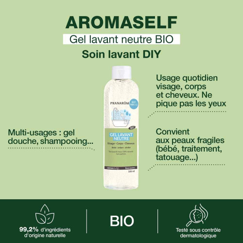 PRANAROM Aromaself Gel Lavant Bio 500ml - Doux et Naturel