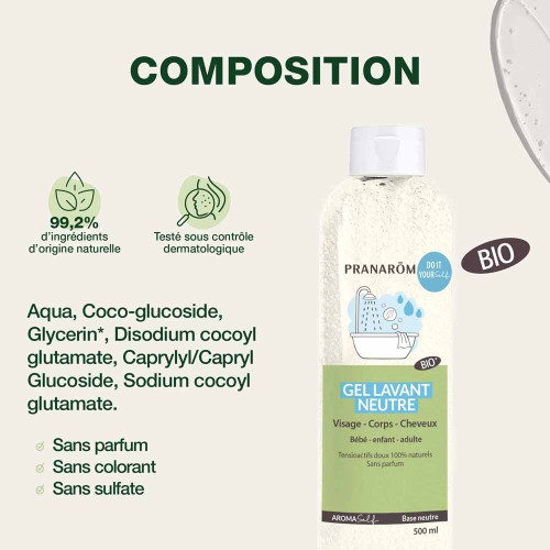 PRANAROM Aromaself Gel Lavant Bio 500ml - Doux et Naturel