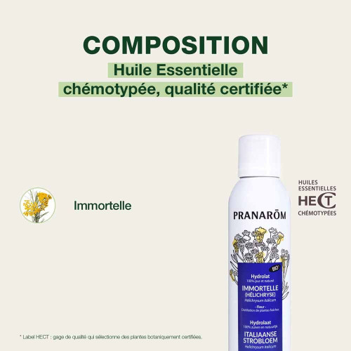 Pranarom Hydrolat Immortelle Bio 150ml - Soin Visage et Hématomes