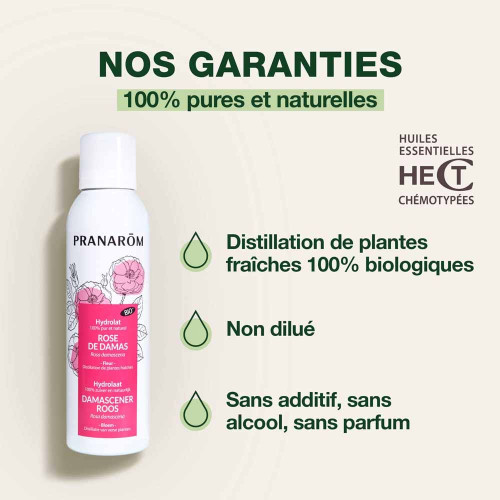 PRANAROM Hydrolat Rose de Damas Bio 150ml - Hydratant Anti-âge