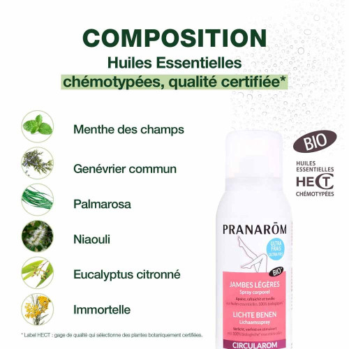 PRANAROM Circularom Spray Bio 75mL - Jambes Légères et Tonifiantes