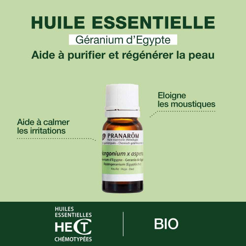 PRANAROM Huile Essentielle Géranium 10ml - Bienfaits Naturels