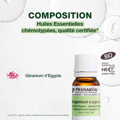 PRANAROM Huile Essentielle Géranium 10ml - Bienfaits Naturels