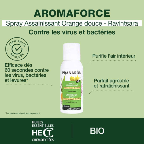 PRANAROM Spray Bio Orange Douce Ravintsara 75ml - Assainissant Naturel
