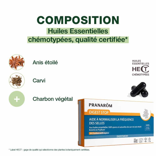 PRANAROM Digest Stop 20 Gélules - Soulage Transit Intestinal