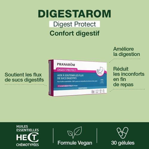 PRANAROM Digest Protect 30 Gélules - Confort Digestif Vegan