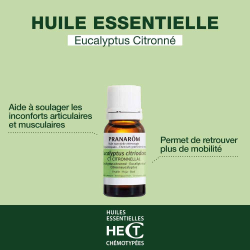 Pranarom Huile Eucalyptus Citronné 10ml Anti-inflammatoire Efficace