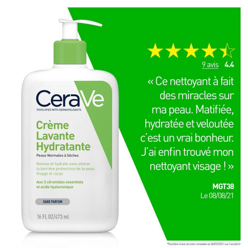 CeraVe Crème Lavante Hydratante 473ml - Douceur et Hydratation