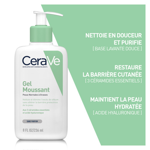 CeraVe Gel Nettoyant Moussant 236ml - Peau Saine avec
