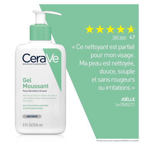 CeraVe Gel Nettoyant Moussant 236ml - Peau Saine avec