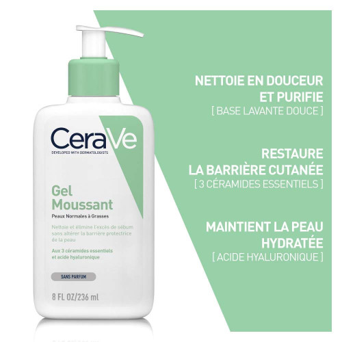 CeraVe Gel Nettoyant Moussant 473ml - Peau Saine avec