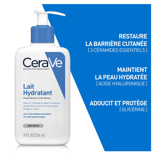 CeraVe Lait Hydratant 236ml - Soin Profond Peau Sèche