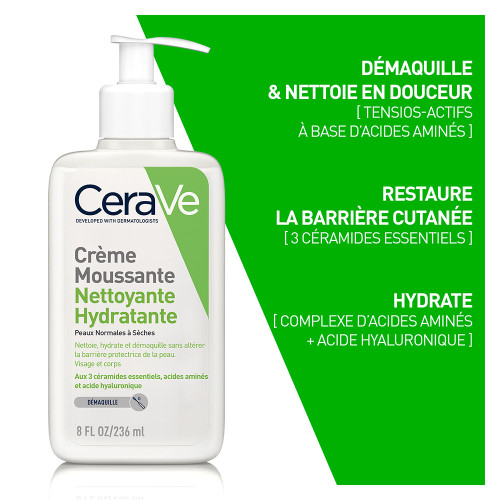 CeraVe Crème Moussante Hydratante 236ml - Nettoyage Doux