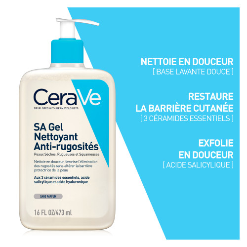 CeraVe SA Gel 473ml - Nettoyant Doux Anti-Rugosités