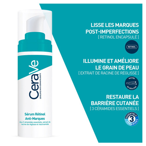 CeraVe Sérum Rétinol 30ml - Anti-Marques, Resserre Pores