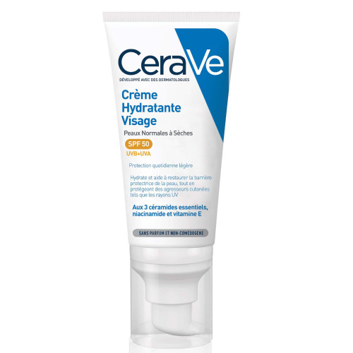 CeraVe Crème Hydratante Visage SPF50 52ml Protection UVA UVB