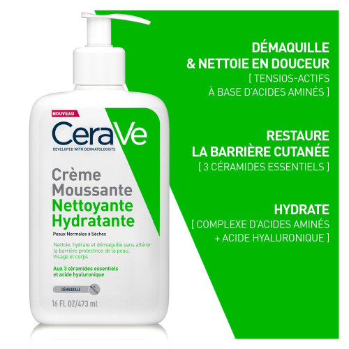 Crème Moussante Nettoyante Hydratante Visage 473 ml