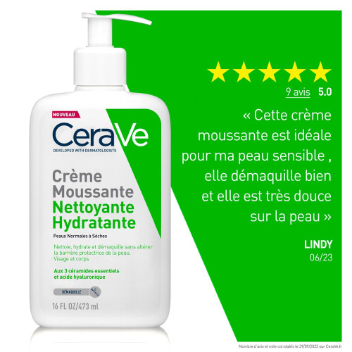 Crème Moussante Nettoyante Hydratante Visage 473 ml