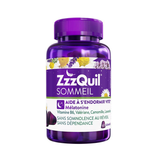 ZzzQuil Sommeil 60 Gommes - Aide à dormir vite et bien