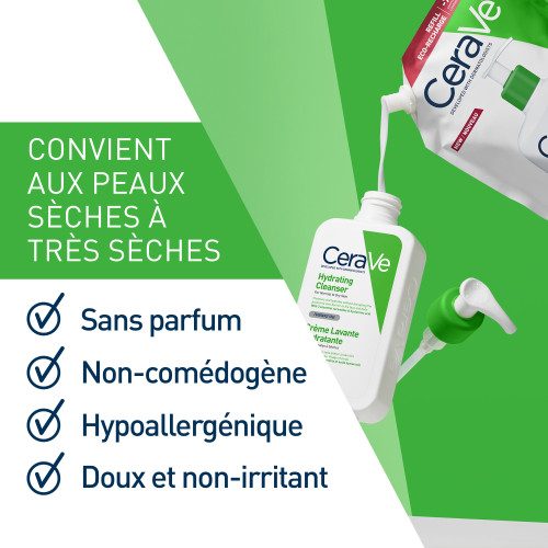 CeraVe Crème Lavante Hydratante 473ml Peau Douce et Protégée