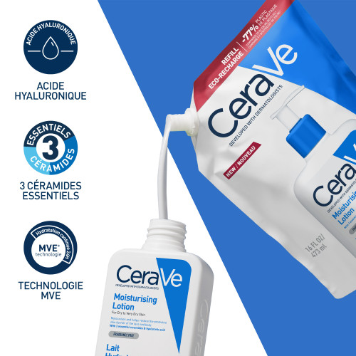 CeraVe Lait Hydratant Eco Recharge 473ml Peau Douce et Protégée