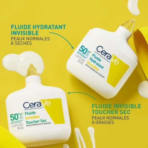 CeraVe Fluide Invisible SPF50+ 50ml Haute Protection Peau Matifiée