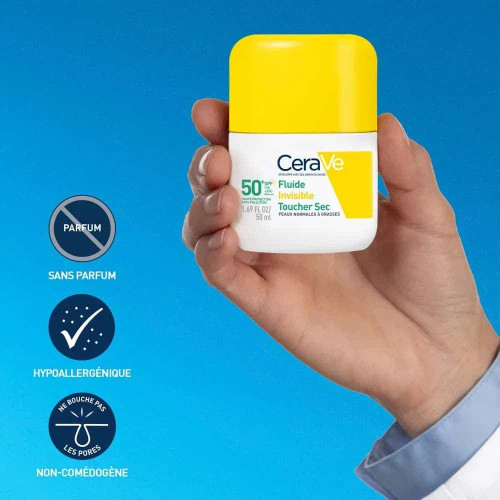 CeraVe Fluide Invisible SPF50+ 50ml Haute Protection Peau Matifiée