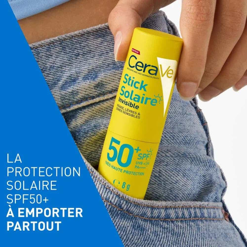CeraVe Stick Solaire Invisible SPF50+ 8g Protection Peaux Sensibles