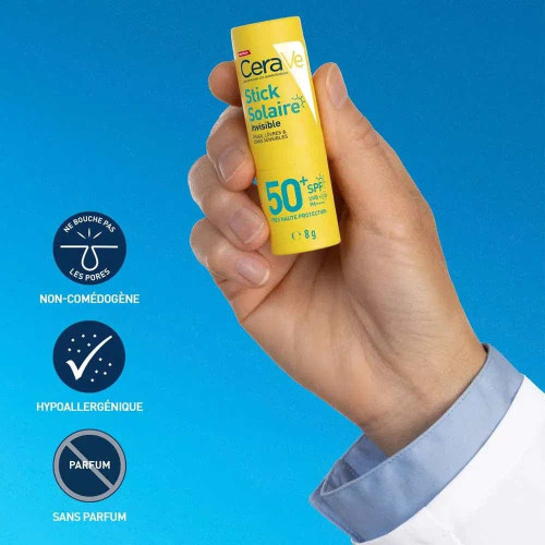 CeraVe Stick Solaire Invisible SPF50+ 8g Protection Peaux Sensibles