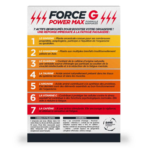 Nutrisanté Force G Power Max 20 Ampoules - Anti-Fatigue
