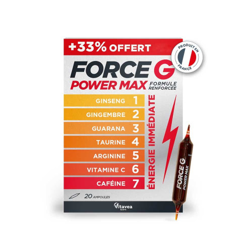 Nutrisanté Force G Power Max 20 Ampoules - Anti-Fatigue