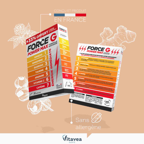 Nutrisanté Force G Power Max 20 Ampoules - Anti-Fatigue
