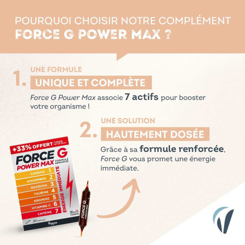 Nutrisanté Force G Power Max 20 Ampoules - Anti-Fatigue