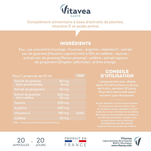 Nutrisanté Force G Power Max 20 Ampoules - Anti-Fatigue