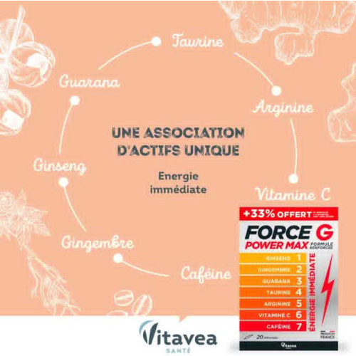 Nutrisanté Force G Power Max 20 Ampoules - Anti-Fatigue