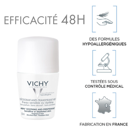 VICHY Déodorant Anti-transpirant 48H 2x50mL - Ultra-tolérant