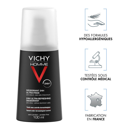 VICHY Homme Déodorant Vaporisateur 100mL - Fraîcheur et Protection