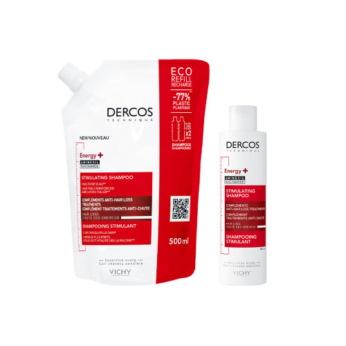 VICHY DERCOS Shampooing Energisant 2x200mL - Anti-Chute Aminexil