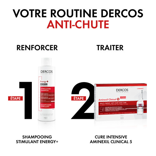 VICHY DERCOS Shampooing Energisant 2x200mL - Anti-Chute Aminexil